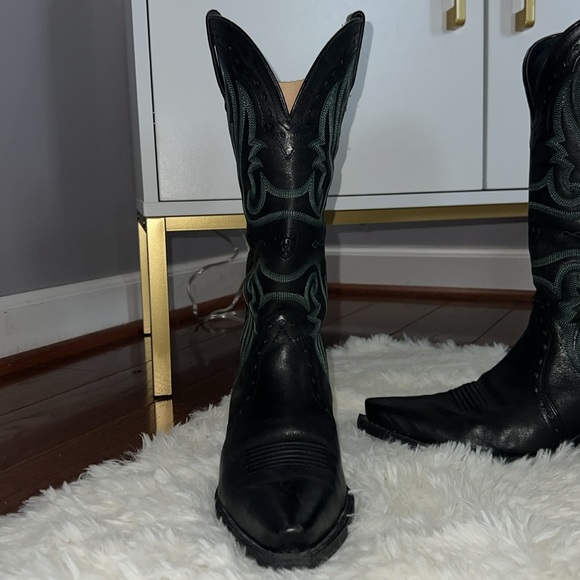 Ariat Heritage Vintage X Toe Black / Green Western Boots - #10005918 - Sz 8 B - Picture 2 of 8